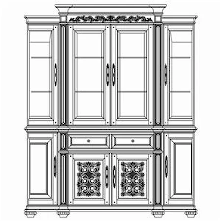 China Cabinet with Mediterranean Accents and Curio Ends
